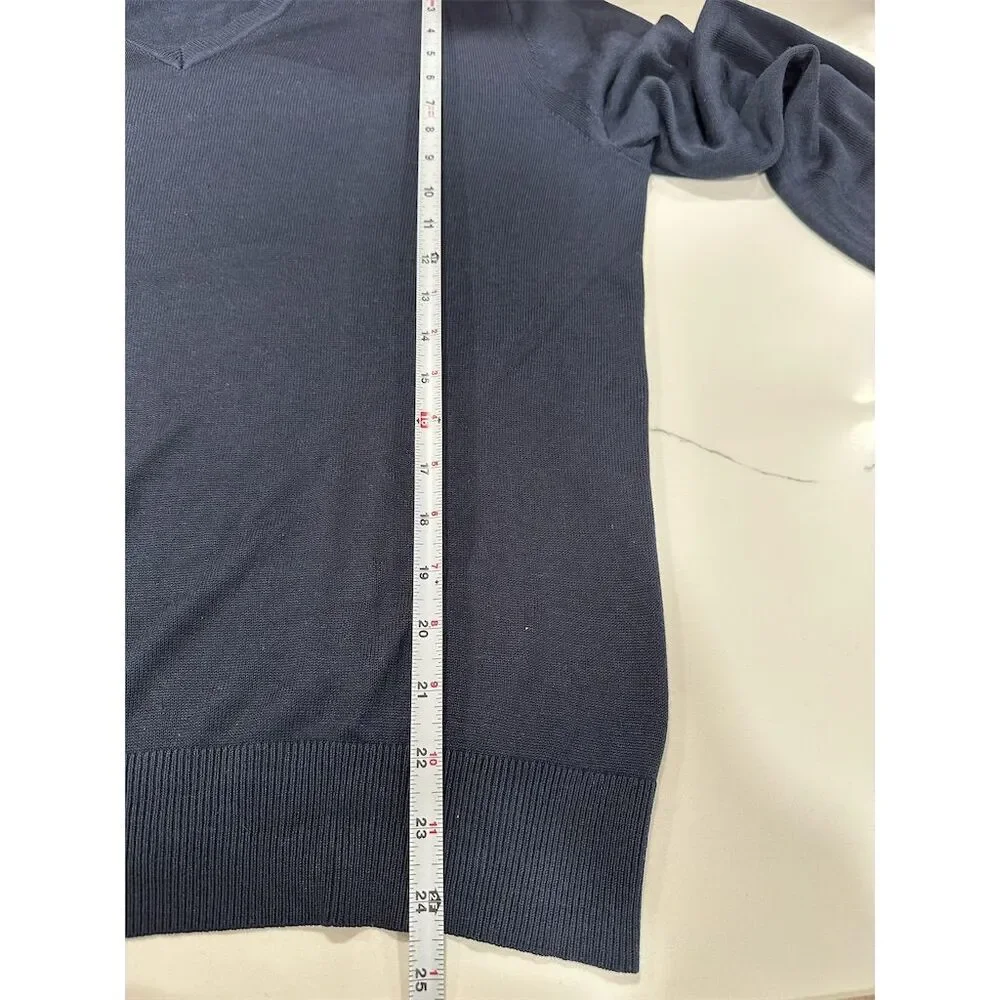 Banana Republic Men’s Sz L silk cashmere Navy V-Neck Pullover Sweater AK95‎